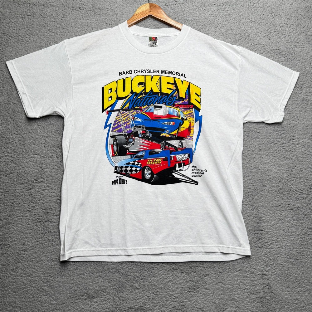 2001 Buckeye Nationals Drag Racing Shirt Fruit of the Loom Best XL White Vintage